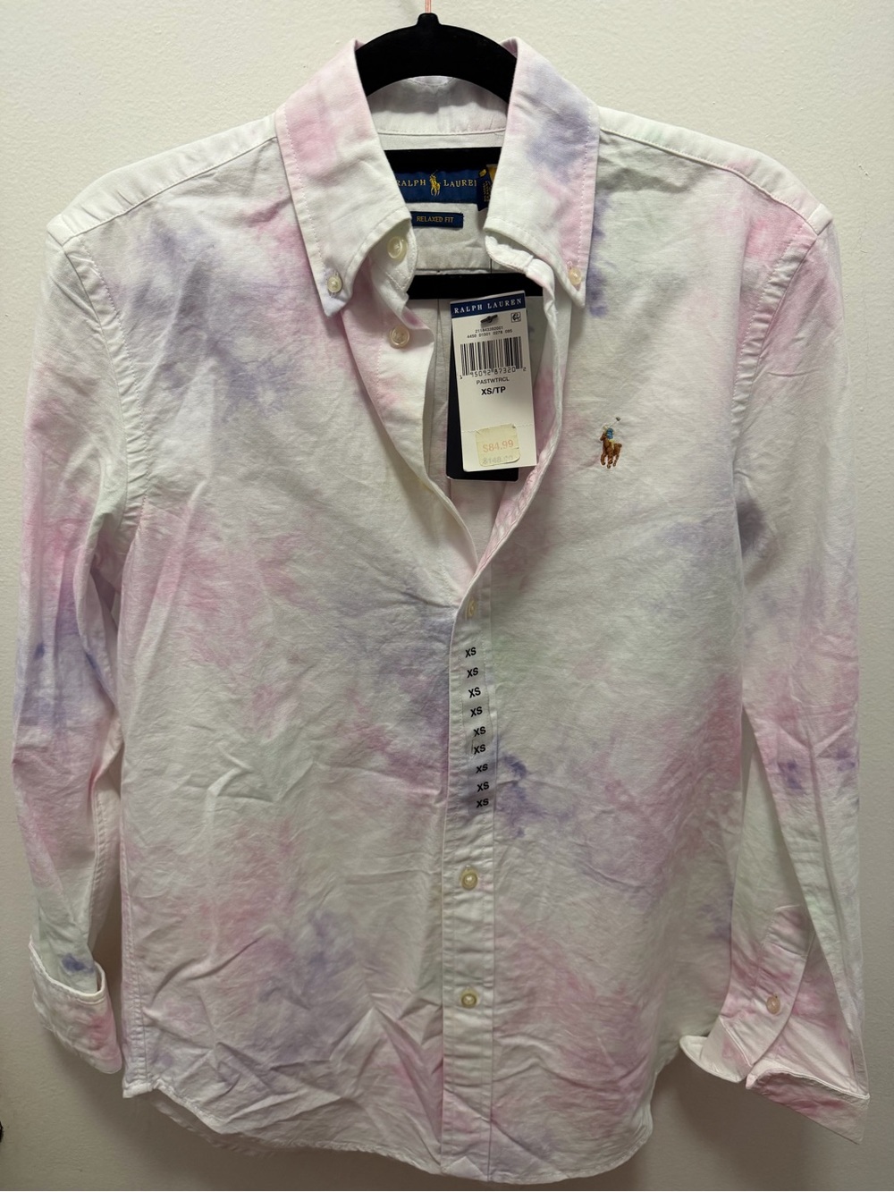 Ralph Lauren women’s Button-Down Shirt with Pink & Lavender Tie-Dye size XS